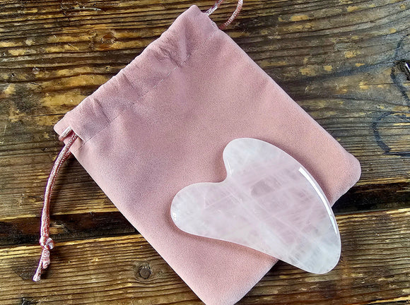 Face Sculptor Rose Quartz Gua Sha with Pouch